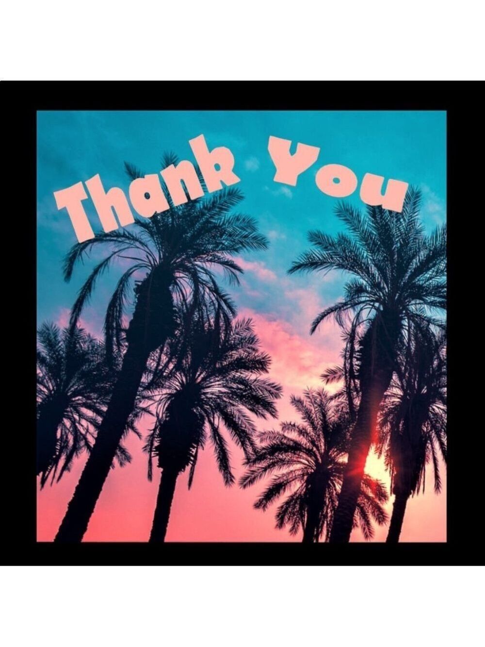 200 (2x2 Inch) Square Stickers, Twilight Palms High Gloss, Thank You - Picture 3 of 3
